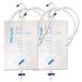 Urinary Drain Bags 2000ml Extra Large Extra Length Tubing Unisex Emergency Medical Drainage Bags Anti Reflux Valve Metal Hook (2 pack)