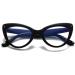 Viseng Womens Oversized Cateye Reading Glasses Blue Light Computer Glasses Stylish Reader (black +1.5) Black 1.5 Diopters
