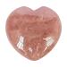 Manekieko Natural Strawberry Quartz Palm Worry Carved Heart Love Stone 40mm Crystals and Healing Stones