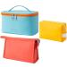 AUSEKALY Makeup Bag Cosmetic Bag For Women Travel Make Up Bag for Girl 2PCS Cute Large Makeup Bag With Brush Bag + Small Cosmetic Bags Blue Orange Yellow Blue, Orange Yellow
