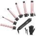 6-IN-1 Curling Iron, Professional Curling Wand Set, Instant Heat Up Hair Curler with 6 Interchangeable Ceramic Barrels (0.35'' to 1.25'') and 2 Temperature Adjustments, Heat Protective Glove & 2 Clips Rose Gold