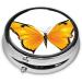 Pretty Butterflies Round Pill Box - 3 Compartment Mini Travel Organizer for Tablets & Vitamins | Decorative Pocket Purse Pill Case - Buy Online on GoSupps.com