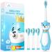 Dada-tech electric toothbrush children from 3 years silicone handle sound toothbrush with integrated timer for young girls 3 cleaning modes and 4 toothbrush heads (blue Shiba inu)