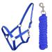 QHP Halter Set Beginner Halter + Lead Rope Heavy Snap Hook (Shetty Cobalt Blue) Shetty Cobalt Blue