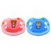 LittleForBig Large Shield Pacifier Generation II Adult Size Printed Set-Pink Teddy Bear and Blue Fox Pink/Blue