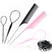 Hair Tail Tools  6 Pcs Topsy Hair Loop Styling Set  4 Pcs French Braid Tool Loop  2 Pcs Tail Braiding Combs  50 Black Rubber Bands