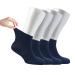 Cosyfeel Women Loose Diabetic Socks | 4-Pack Neuropathy Ankle Socks for Ladies | Super Soft Eco-Friendly Bamboo Material | Durable with Seamless Toe | Multicolour Patterns | 4 Seasons 7-9 1/2 NAVY BLUE