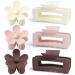 Hair Claw Clips Large 6 Packs Square Flower Hair Clips for Women Thick Thin Hair Matte 4.1 Inch 6 Packs 3 mixed colors square & flower
