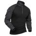 XKTTAC Hiking Shirts Tactical-Combat-Airsoft-Military-Shirt 1/4 Zip Long Sleeve Shirt with Pockets Black Large