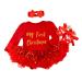 IBTOM CASTLE Baby Girls My 1st Christmas Costume Santa Claus Polka Dots Romper Dress W/Headband Bodysuit Ruffle Tutu Skirt for Newborn Infant Toddler Princess Xmas Fancy Dress Up Party Outfit Set 6-12 Months 3PCS Red My 1st Christmas