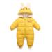 Minizone Baby Snowsuit Winter Romper Girls Boys Cotton Hooded Jumpsuit Warm Long Sleeve Outfits Cartoon Rabbit 0-6 Months Yellow