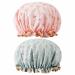 Yiapinn 2 Pcs Bath Caps Elastic Band Double Layers Waterproof Shower Caps With Ruffled Edge Covering Ears Keeping Hair Dry Kitchen Oil-proof Cap for Girls and Women Heart