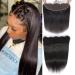 MERFAA 13X4 Lace Frontal Human Hair Straight Wave HD Transparent Lace Frontal 13X4 Closure Human Hair 150 Density Free Part Pre Plucked Hairline Baby Hair Around Natural Black 20 Inch 20 Inch Straight Wave 13x4 Closure