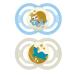 MAM Perfect Night Baby Pacifier Patented Nipple Glows in the Dark 2 Pack 16+ Months Blue/Boy