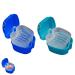 2 Pack Denture Bath Case Dental False Teeth Container Retainer case Denture Cup Soaking Holder False Teeth Container Mouth Guard Brace Denture Bath(Dark Blue Light Blue)