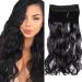 Iluu Womens synthetic hair clip on extension # 1b off black color 5 clips in hair parts 24 "100g dick 3/4 full of head long curly corrugated synthetic hair extensions clip into # 1b (natural black)