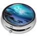 3D Graphics Space Printed Mini Round Pill Box | Portable 3-Compartment Organizer for Travel & Home Use - Buy Online on GoSupps.com