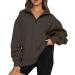 Beppter Women's Christmas Oversized Quarter Zip Sweatshirt Hoodie - Brown Medium | Y2K Fall Fashion - Buy Online on GoSupps.com