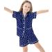 SWOMOG Kids Satin Pyjamas Set - Short Sleeve Silk Nightwear 6-7 Years Navy Blue Dot - Buy Online on GoSupps.com