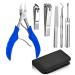 Nail Clippers Set for Thick Nails or Ingrown Toenails Large Toe Nail Trimmer Clipper Kit with Stainless Steel Sharp Blades Soft Grip Handle for Men Women Seniors Blue