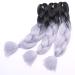 24 "Braids Extensions Ombre Kunsthaar braids crochet hair extensions synthetic braiding hair 3pcs 300g/bundle 60cm #28 silver gray/black elailite 3PCs/set (60 cm) #28-silver gray/black