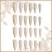 24Pcs Stiletto Press on Nails - Long Acrylic Glossy Nude Fake Nails for Coquette Women - Perfect for Manicure Art & Easy Application - Buy Online on GoSupps.com