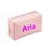 Custom Makeup bags for Women | Perfect Sized PU Leather Plain Cosmetic Pouch for Birthdays and Parties | Personalized name Waterproof Toiletry Travelling Bags for Mom (Pink)