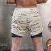MONISE Men's 2-in-1 Running Shorts - Phone Pocket, Quick Dry, Breathable, Lightweight - Khaki, Medium | Ideal for Exercise, Jogging, Cycling - Buy Online on GoSupps.com