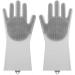 Silicone Dishwashing Gloves Reusable Washing Household Gloves Thicken Cleaning Brush Scrubber Gloves for Laundry Gray - Buy Online on GoSupps.com