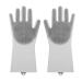 Silicone Dishwashing Gloves Reusable Washing Household Gloves Thicken Cleaning Brush Scrubber Gloves for Laundry Gray