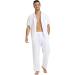 RPOVIG Linen Shirt Pants Set - Men's 2 Piece Outfit for Beach Weddings, Yoga, X-Large White - Buy Online on GoSupps.com