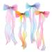 Little World Bow Hair Clips - Set of 4 Ribbon Hair Bows for Girl Women  13 inch Colorful Ribbon Lace Clip for Hair Accessories