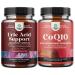 Bundle of Uric Acid Cleanse & Detox - Green Coffee Beans with Turmeric Tart Cherry & Celery Seed for Kidney and CoQ10 200mg per Serving Liquid Capsules - High Absorption Coenzyme for Energy Support