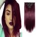 Iluu dark red hair synthetic smooth hair part 22 "100g heat -resistant fiber synthetic hair extension 7 pieces 16 clips full of head thick clip in extra time (#118 dark red)