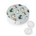 Cute Penguins Round Case For Contact Lens Kit Storage Box with Mirror Printed
