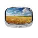 Wheat Field Printing 2 Compartment Small Pill Case Cute Small Pill Box Purse Pill Boxs Travel Pill Organizer for Pocket Purse and Travel Gifts