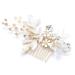 Women Lady Hairpin Hair Comb Clip Floral Piece Crystal Flower Bride Hair Pins Wedding Bridal Hairs Accessories Gift Gold