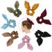 Atpot 7 Pack Hair Elastics Bow Scrunchies Bunny Ear Chiffon Satin Silk Elastic Soft Hair Bands Scarf Ponytail Holder Scrunchy Ties Vintage Accessories Ropes for Girls Women -7 Colors