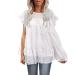Women Summer Top Women Top Round Neck Loose for Party (XXL) White