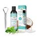 Coconut oil pulling coconut oils + mint oils 100% natural non-alcoholic mouthwash fluoride-free helps with fresh breath tooth lighting gum health with tongue scraper (1PC)