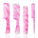 FHALLYNN 4 Pcs Plastic Hair Comb Set Hair Combs for Styling .Wide Tooth Comb Rat Tail Combs Fine Tooth Combs for Women and a Double-sided Comb Gifts for Women (pink)