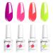 Vishine Neon Gel Nail Polish Set Nails Gel Neon Fushia Hot Pink Orange Yellow Gel Polish 4 Colors Soak Off LED Gel Nail Kit Halloween Nails Nail Art Manicure Gifts for Women C029 Set C029
