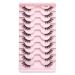 Half Cut False Eyelash(10 Pairs) Transparent Stem Eyelash Reusable Natural Slim + Soft Curl Eye Tail Lengthening + Multi-Layer Cross for Lashes Beginner I