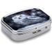 Pill Box Arctic Owl Print | 2 Compartment Portable Medicine Organizer | Decorative Metal Pill Case for Pocket & Purse - Buy Online on GoSupps.com