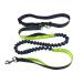 Aiqeer Grey Hands Free Dog Leash Adjustable Waist Belt and Retractable Bungee Leash Jogging Dog Leash with Reflective Stitching (Green Handle)