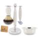 JAG Shaving Shaving Kit - Ivory Shaving Set - Shaving Set for Men - And Women - Synthetic Shaving Brush - Double Edge Safety Razor - Shaving Bowl - Leather Razor Case