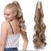 Silk-co Long Wavy Curly Claw on Ponytail Extensions Synthetic Clip in Hairpiece Pony Tail Extension 24 inch Light Brown&Blond Heat-Resisting 24inch (Pack of 1) Light Brown/Blond
