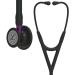 3M Littmann Cardiology IV Diagnostic Stethoscope Black-Finish Chestpiece Black Tube Violet Stem and Black Headset 27 inch 6203 Black-Finish Chestpiece/Tube/Headet Violet Stem Single