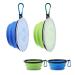 Aoliandatong 2 pieces of dog bowl foldable pet travel bowl with lid and hook portable silicone feeding dog bowl for trip walks kennel camping (450ml blue and green)