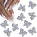 KACHIMOO Butterfly Nail Charms 10 PCS 3D Alloy Butterfly Nail Rhinestones Nail Art Charms Butterfly Charms for Nails Design Nail Art Decorations Silver
